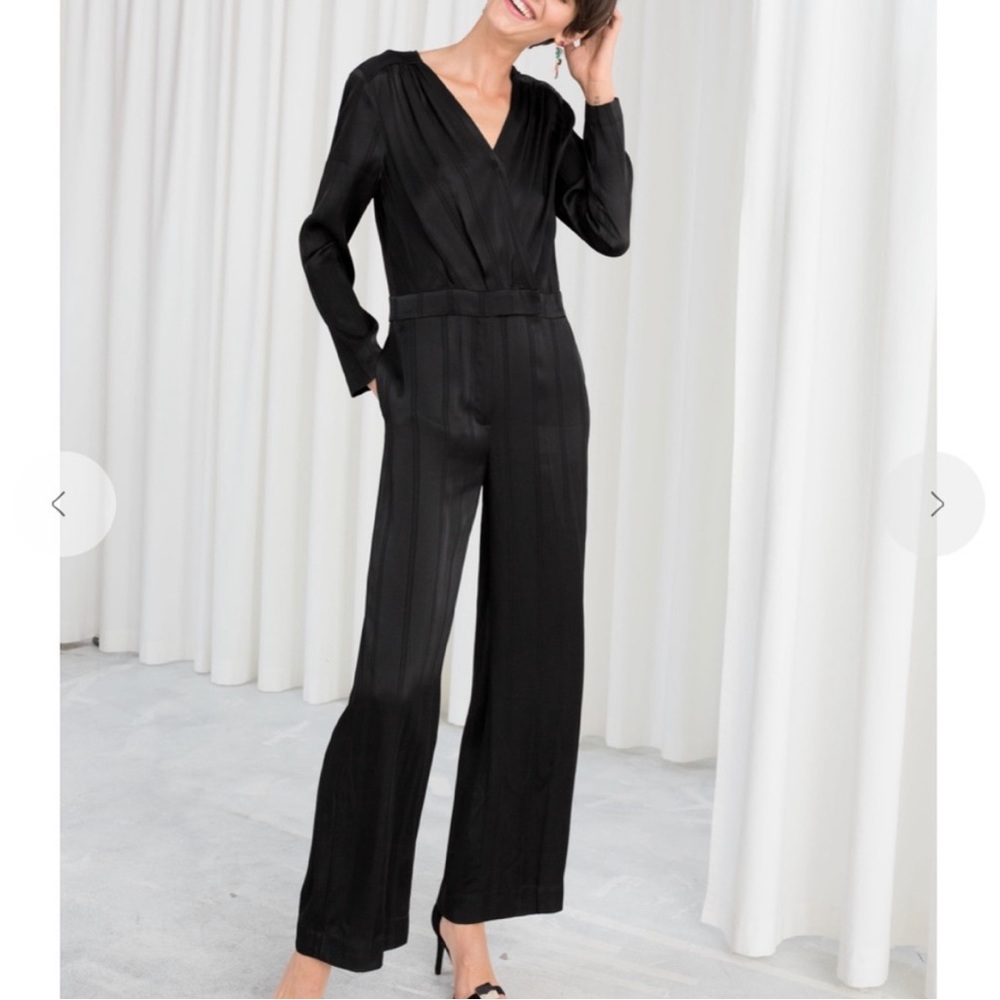 & OTHER STORIES Striped Satin Jacquard Jumpsuit